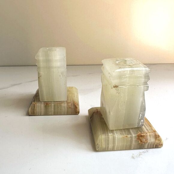 One Large Vintage White Onyx Taper Candle Holder - Picture 1 of 6